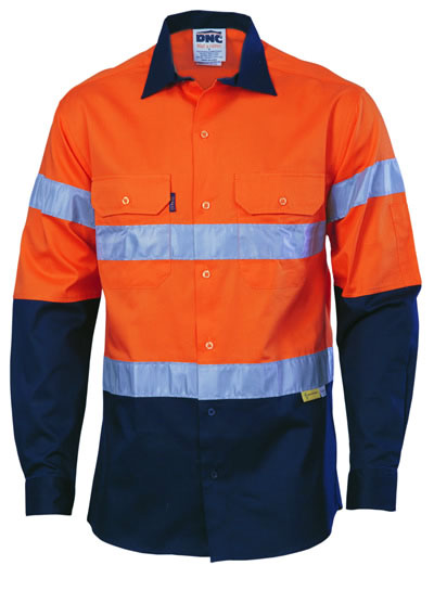 3886 Hi Vis Cool-Breeze Cotton Shirt with 3M 8910 R/Tape - Long Sleeve