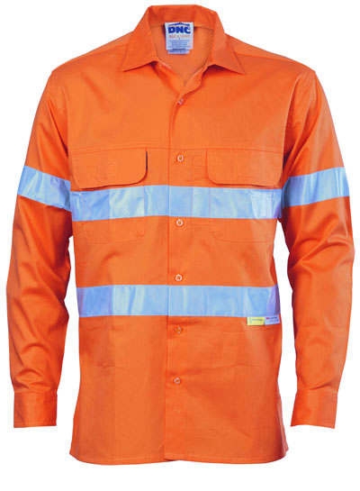 3947 Hi Vis 3 Way Cool-Breeze Cotton Shirt with 3M R/Tape - Long Sleeve