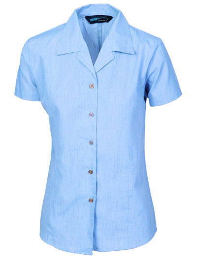 4255 Ladies Revere Collar Mini (Check) Houndstooth B.Shirt - Short Sleeve