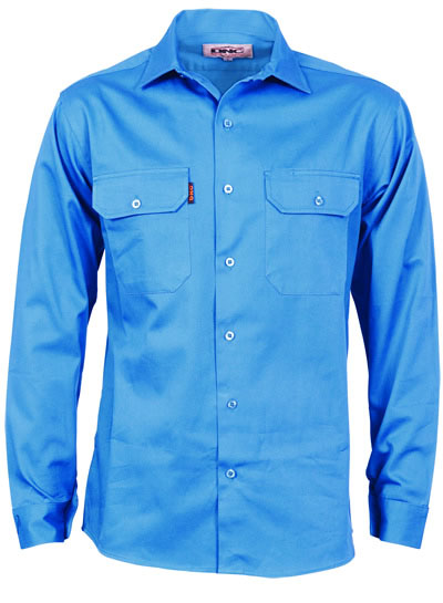 3209 Cotton Drill Work Shirt With Gusset Sleeve - Long Sleeve