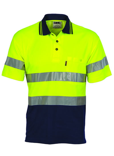 3717 Hi Vis Two Tone Cotton Back Polos with Generic R.Tape - short sleeve