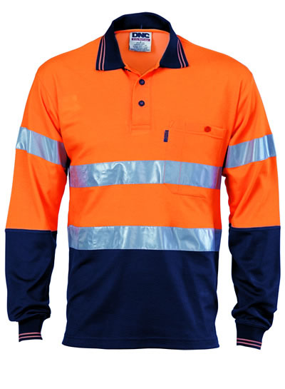 3718 Hi Vis Two Tone Cotton Back Polos with Generic R.Tape - L/S