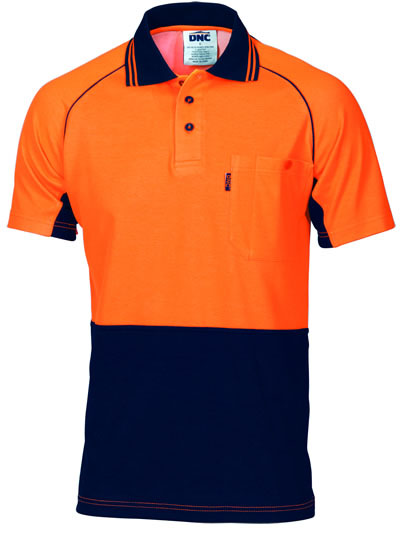 3719 Hi Vis Cotton Backed Cool-Breeze Contrast Polo - Short Sleeve