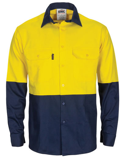 3733 Hi Vis L/W Cool-Breeze T2 Vertical Vented Cotton Shirt with Gusset Sleeves - Long Sleeve