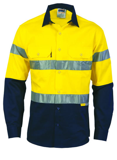 3736 Hi Vis Two Tone Drill Shirts with 3M8906 R/Tape - Long Sleeve
