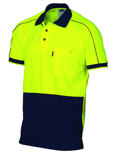 3753 Hi Vis Cool-Breathe Double Piping Polo - Short Sleeve