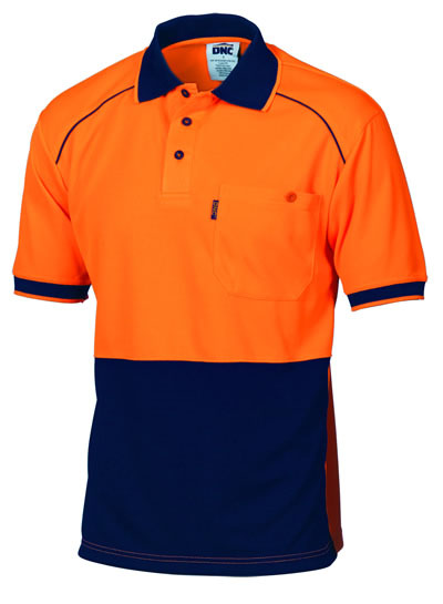 3754 Hi Vis Cool-Breathe Front Piping Polo - Short Sleeve