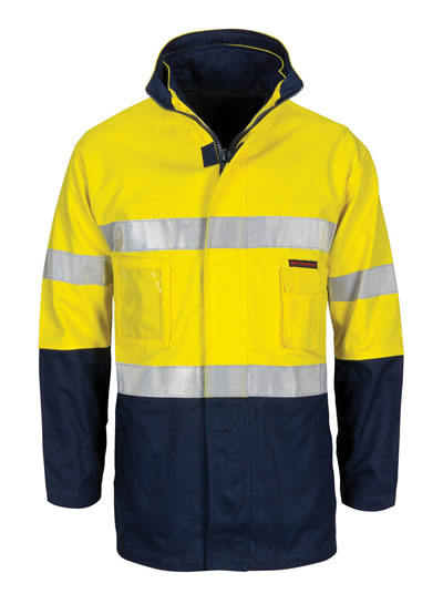 3764 Hi Vis 4 in 1 Cotton Drill Jacket with Generic R/Tape