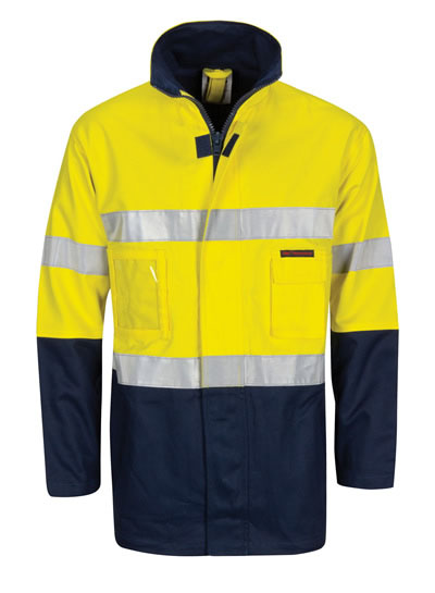 3767 Hi Vis Cotton Drill 2 in 1 Jacket with Generic Reflective R/Tape