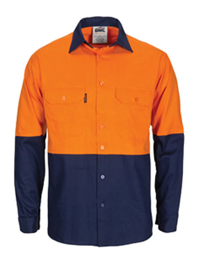 3781 Hi Vis R/W Cool-Breeze T2 Vertical Vented Cotton Shirt with Gusset Sleeves - Long Sleeve