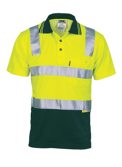 3817 Hi Vis Cotton Back Two Tone Polo Shirt with 3M R/ Tape - Short Sleeve