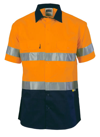 3833 Hi Vis Two Tone Drill Shirt with 3M 8906 R/Tape - short sleeve