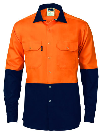 3838 Hi Vis Two Tone Drill Shirt with Press Studs