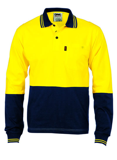 3846 Hi Vis Cool-Breeze Cotton Jersey Polo Shirt with Under Arm Cotton Mesh - L/S