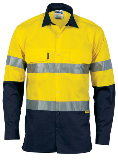 3948 Hi Vis 3 Way Cool-Breeze Cotton Shirt with 3M R/Tape - Long Sleeve