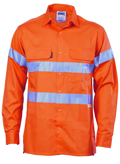 3987 Hi Vis Cool-Breeze Cotton Shirt with 3M 8906 R/Tape - Long Sleeve