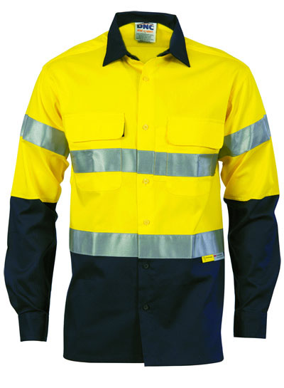 3988 Hi Vis Cool-Breeze Cotton Shirt with 3M 8906 R/Tape - Long Sleeve