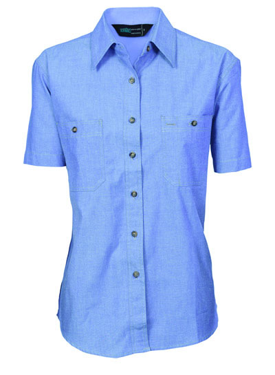 4105 Ladies Cotton Chambray Shirt - Short Sleeve