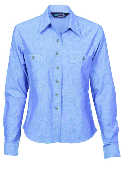 4106 Ladies Cotton Chambray Shirt - Long Sleeve