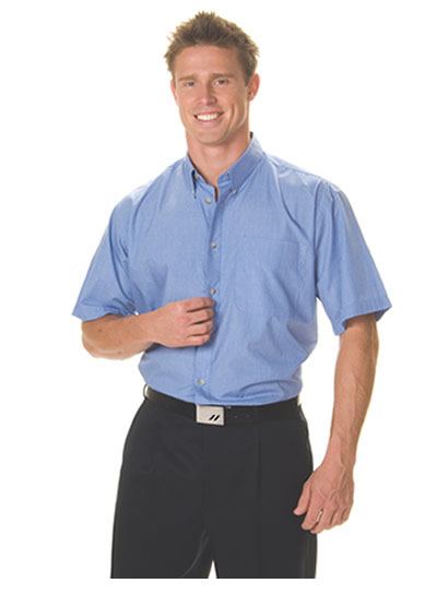 4121 Polyester Cotton Chambray Business Shirt - Short Sleeve