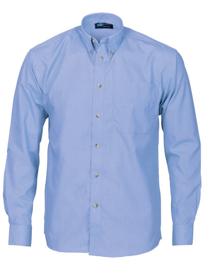 4122 Polyester Cotton Chambray Business Shirt - Long Sleeve