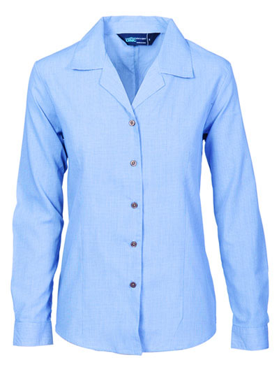 4256 Ladies Revere Collar Mini (Check) Houndstooth B.Shirt - long sleeve